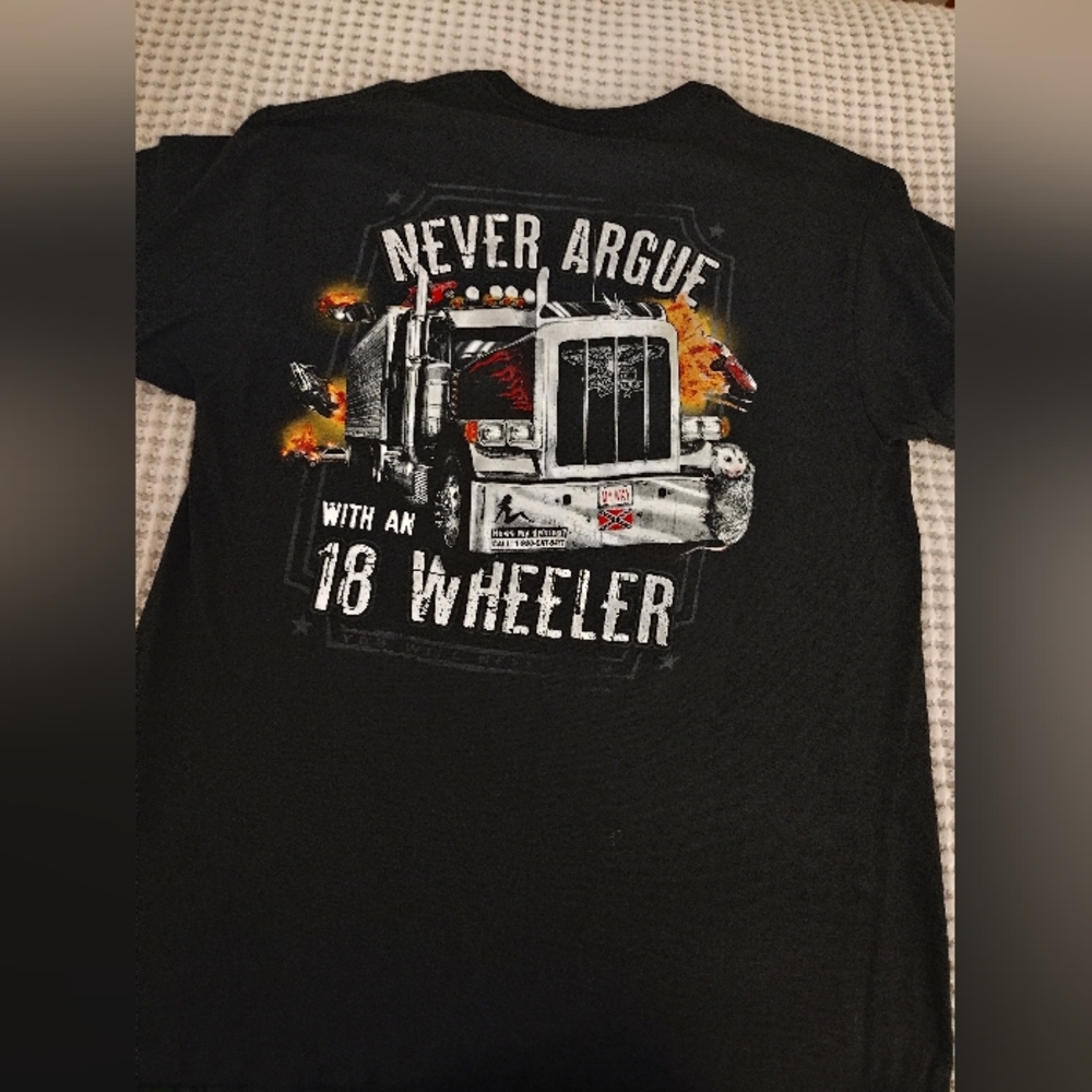 Black Graphic Trucker T-Shirt, L